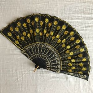 Gold Sequined Hand Fan